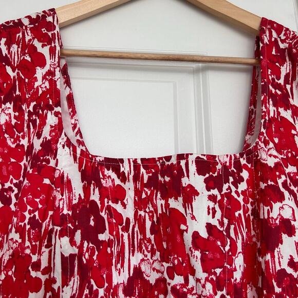 NWT Aureta Square Neck Corset A-Le Dress Midi Women’s 2X Red Bloomcore Romantic - Picture 5 of 13